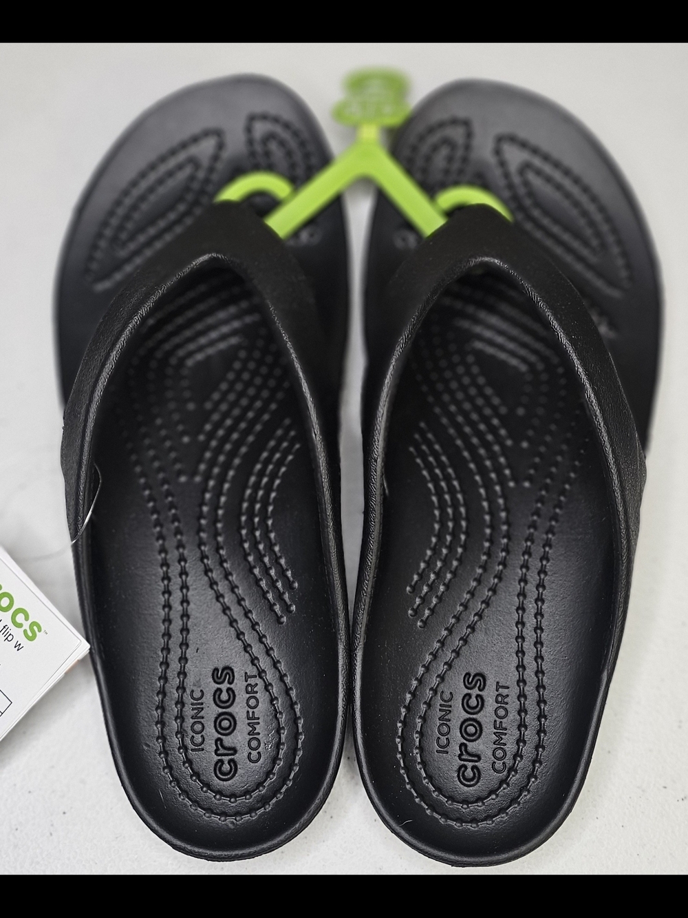 Crocs Kadee II Flip Flops Sz 5 Black women's NEW WITH TAGS